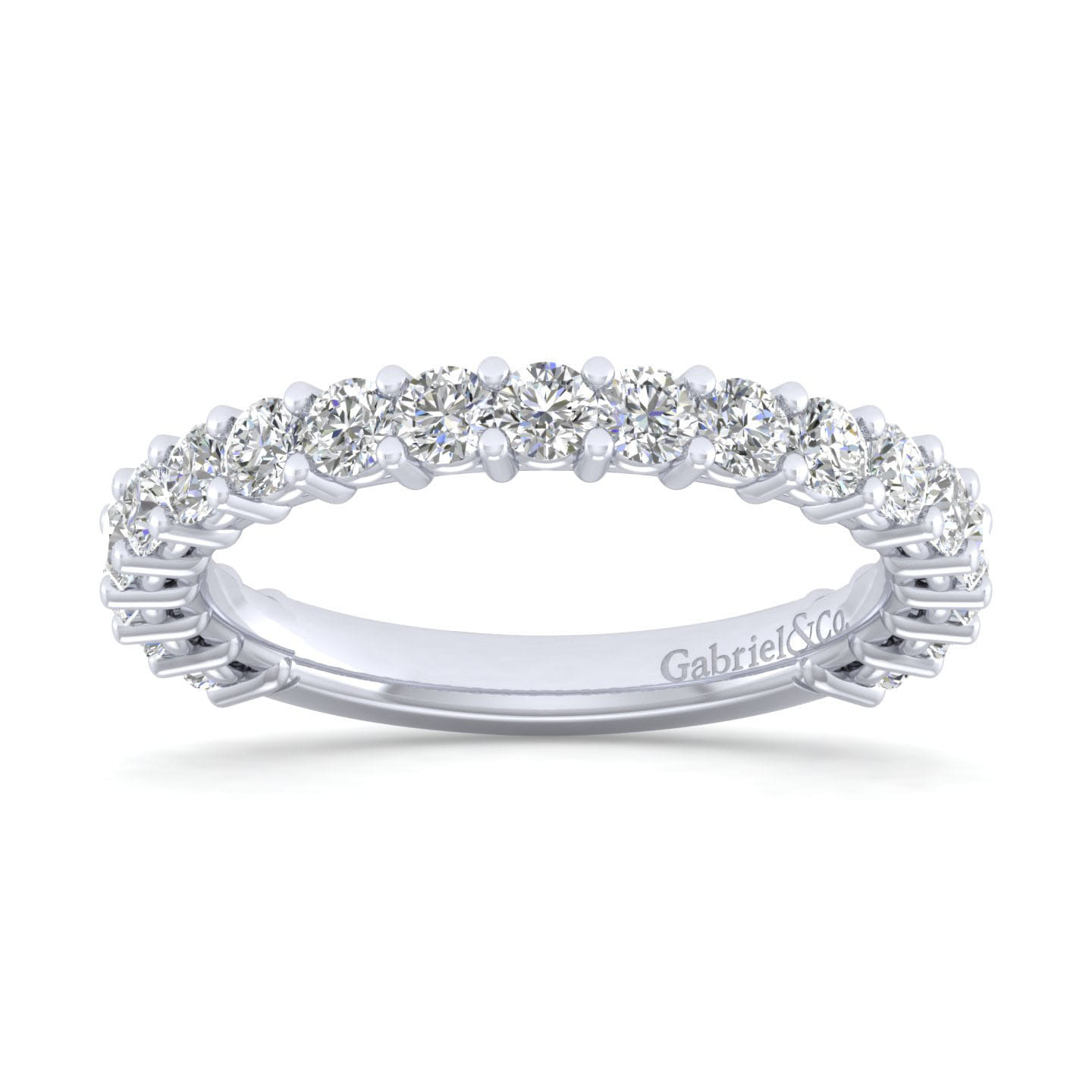Straight Wedding Ring in 14k White Gold with Round Natural Diamond at Gabriel & Co. - Shot 5