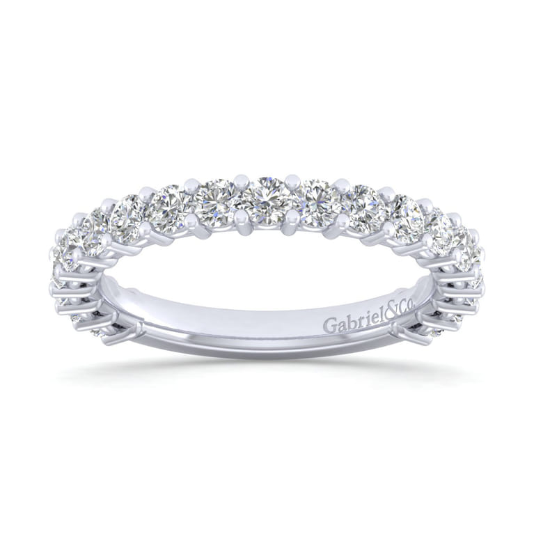 Straight Wedding Ring in 14k White Gold with Round Natural Diamond at Gabriel & Co. - Shot 5