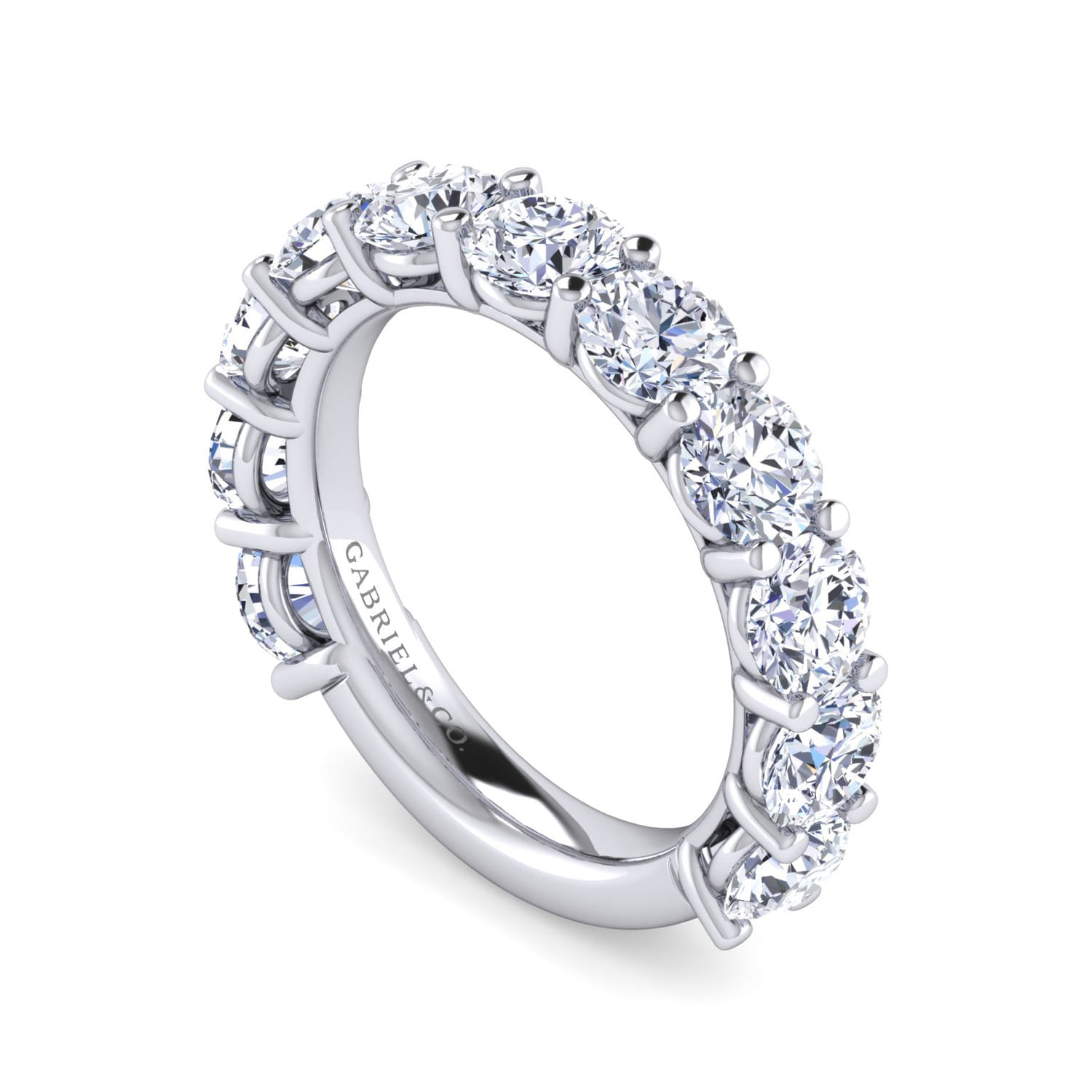 Fancy Wedding Ring in 14k White Gold with Round Natural Diamond at Gabriel & Co. - Shot 3