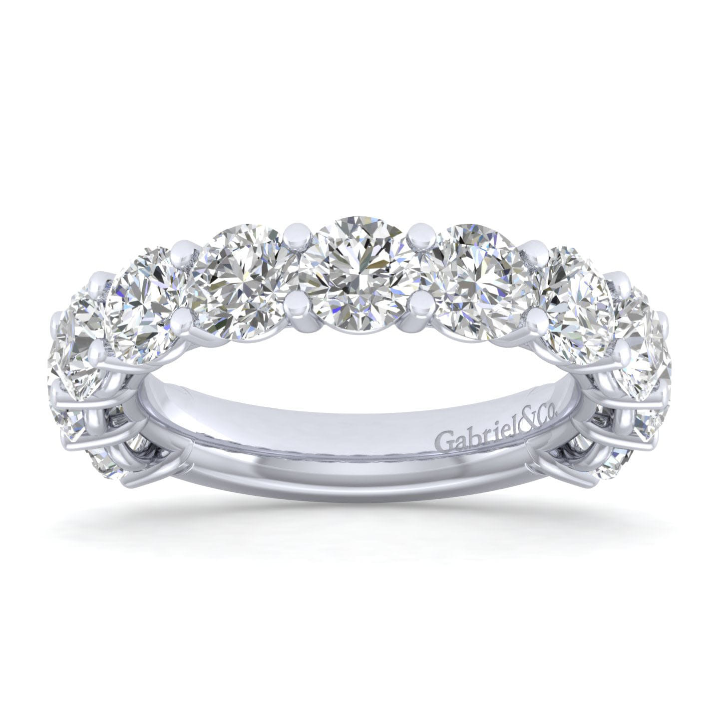 Fancy Wedding Ring in 14k White Gold with Round Natural Diamond at Gabriel & Co. - Shot 5