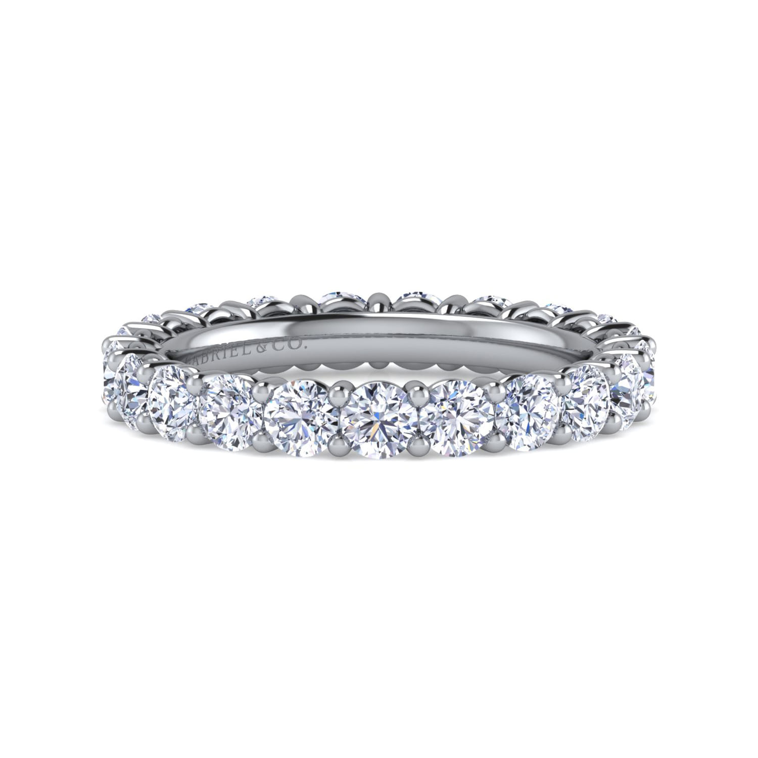 Eternity Band Wedding Ring in 14k White Gold with Round Natural Diamond at Gabriel & Co. - Shot 1