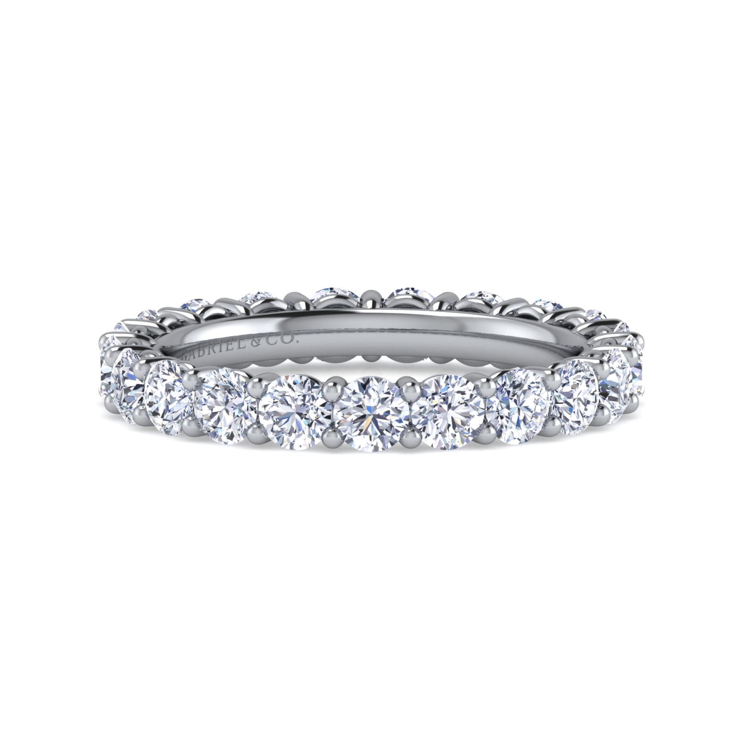 Eternity Band Wedding Ring in 14k White Gold with Round Natural Diamond at Gabriel & Co. - Shot 1