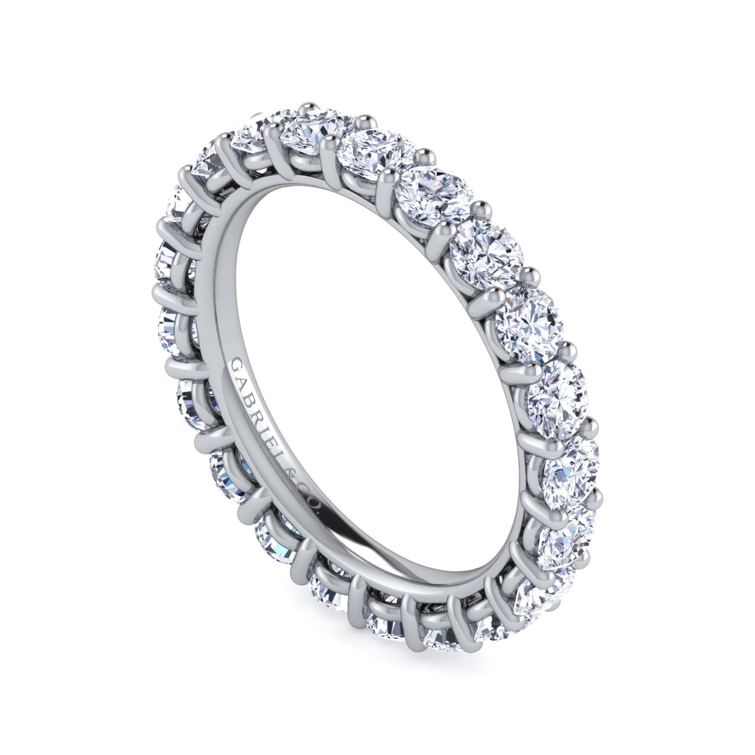 Eternity Band Wedding Ring in 14k White Gold with Round Natural Diamond at Gabriel & Co. - Shot 3