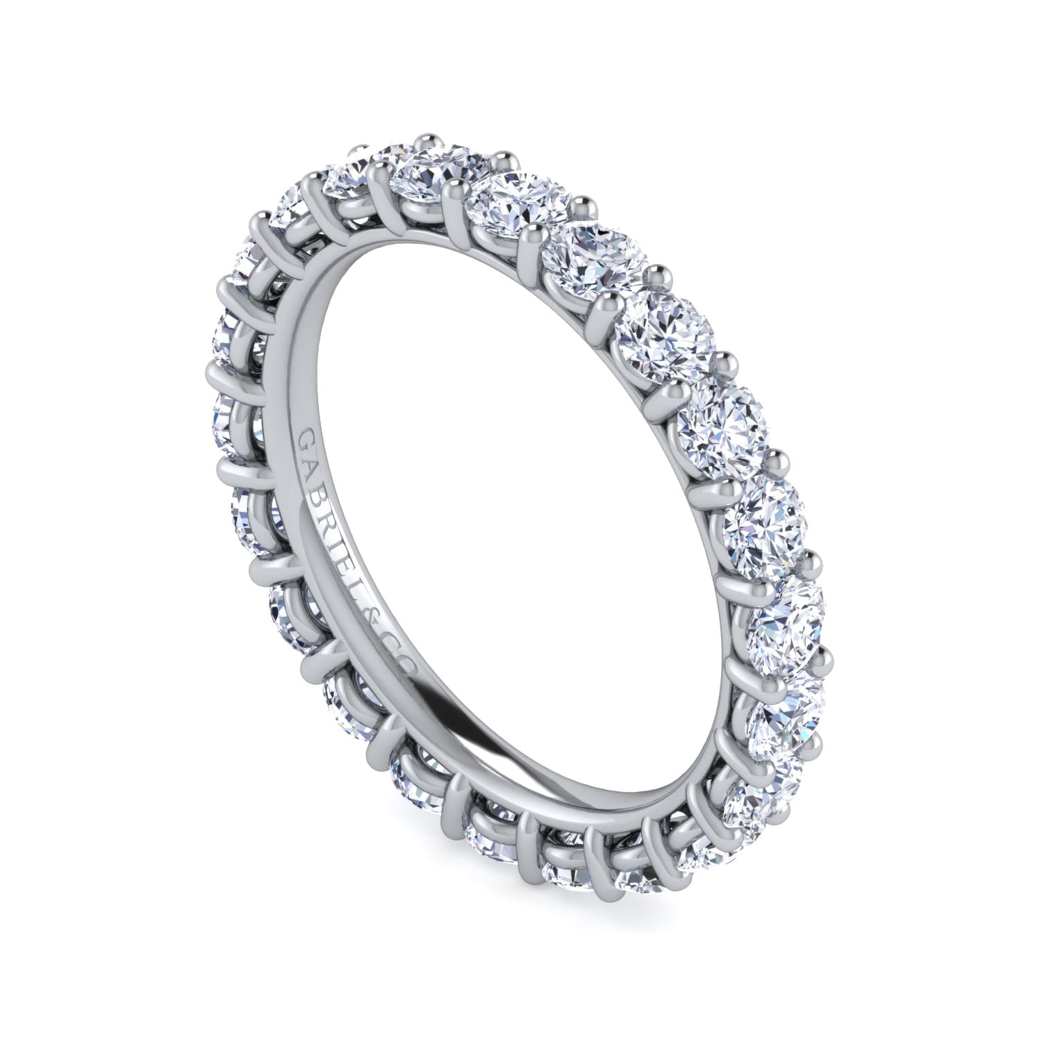 Eternity Band Wedding Ring in 14k White Gold with Round Natural Diamond at Gabriel & Co. - Shot 3