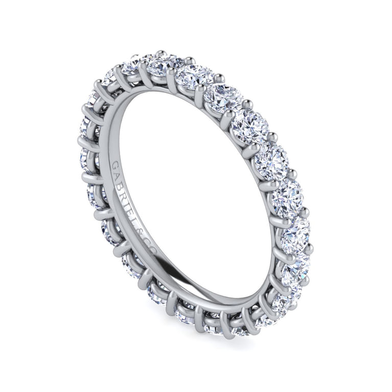 Eternity Band Wedding Ring in 14k White Gold with Round Natural Diamond at Gabriel & Co. - Shot 3