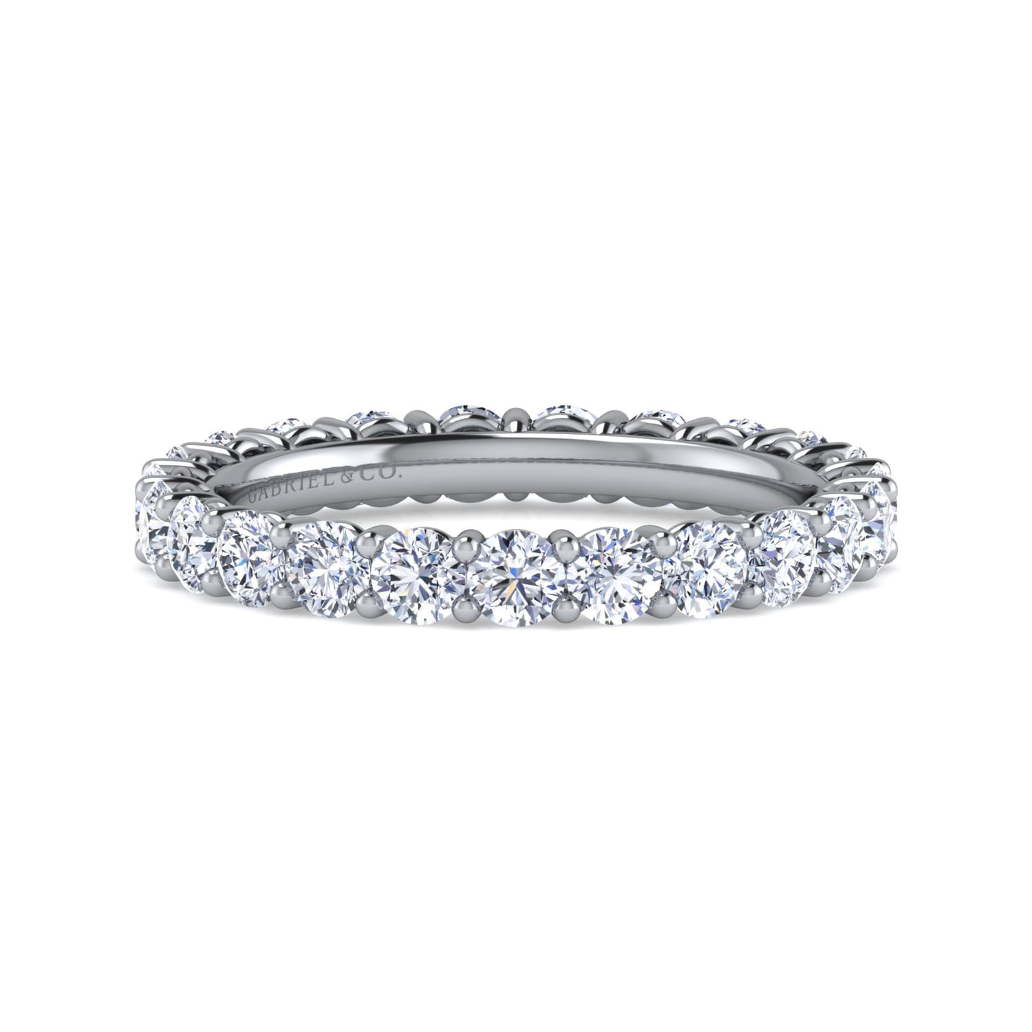 Eternity Band Wedding Ring in 14k White Gold with Round Natural Diamond at Gabriel & Co. - Shot 1