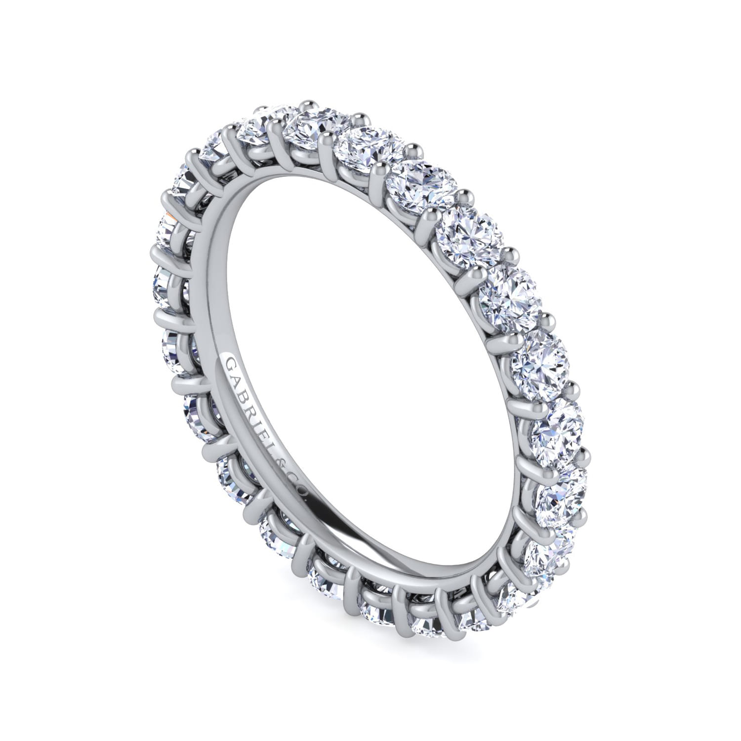 Eternity Band Wedding Ring in 14k White Gold with Round Natural Diamond at Gabriel & Co. - Shot 3
