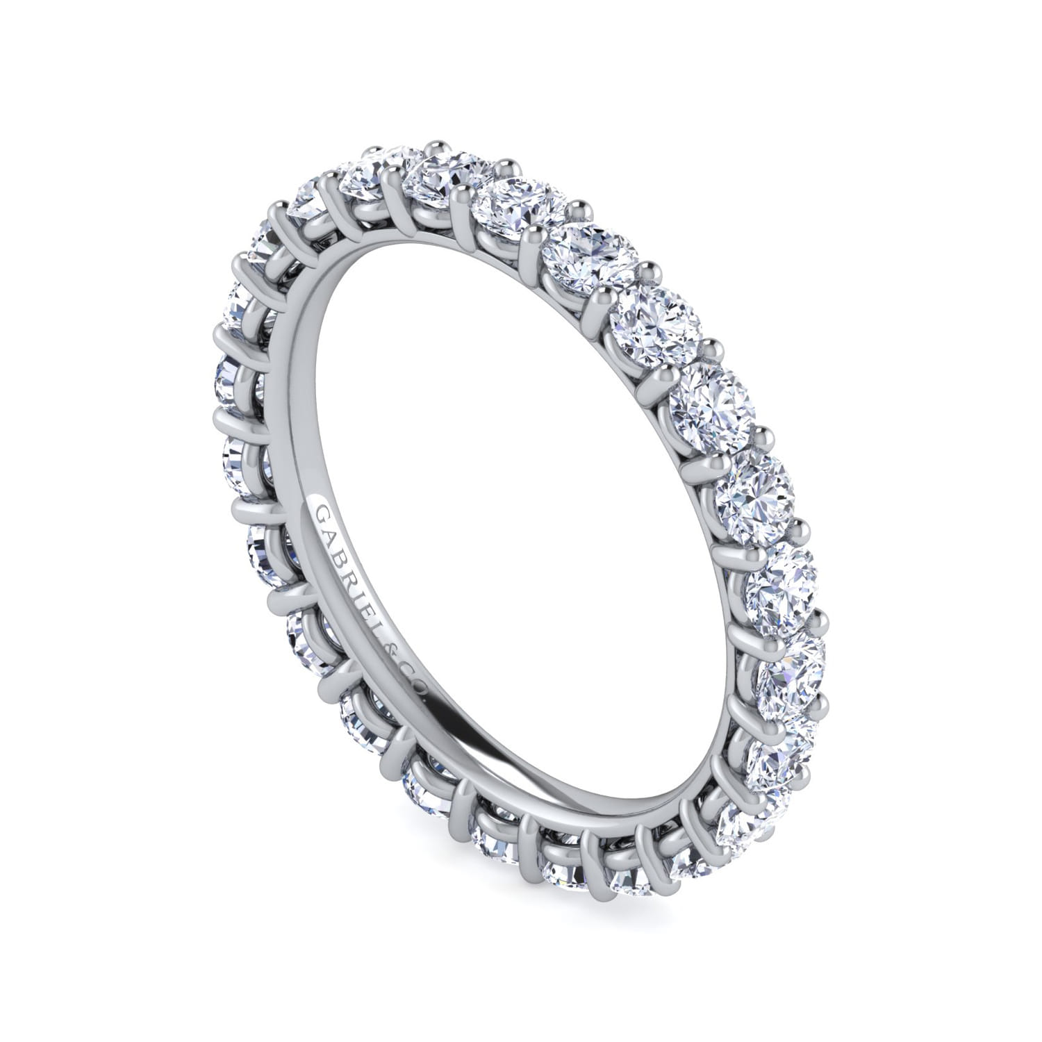 Eternity Band Wedding Ring in 14k White Gold with Round Natural Diamond at Gabriel & Co. - Shot 3