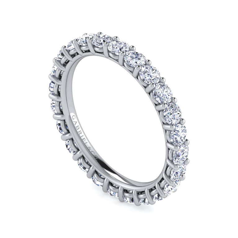 Eternity Band Wedding Ring in 14k White Gold with Round Natural Diamond at Gabriel & Co. - Shot 3