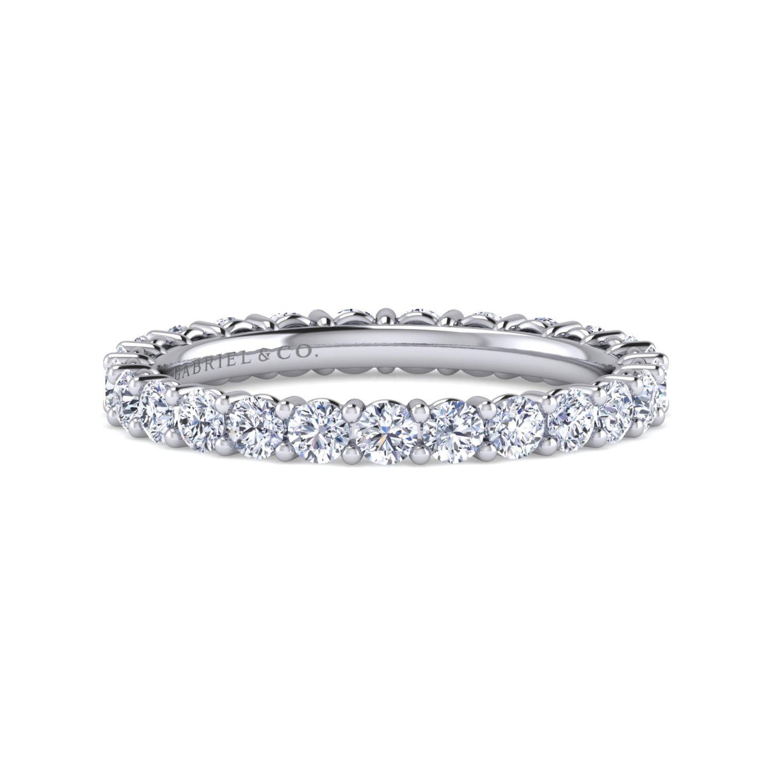 Eternity Band Wedding Ring in 14k White Gold with Round Natural Diamond at Gabriel & Co. - Shot 1