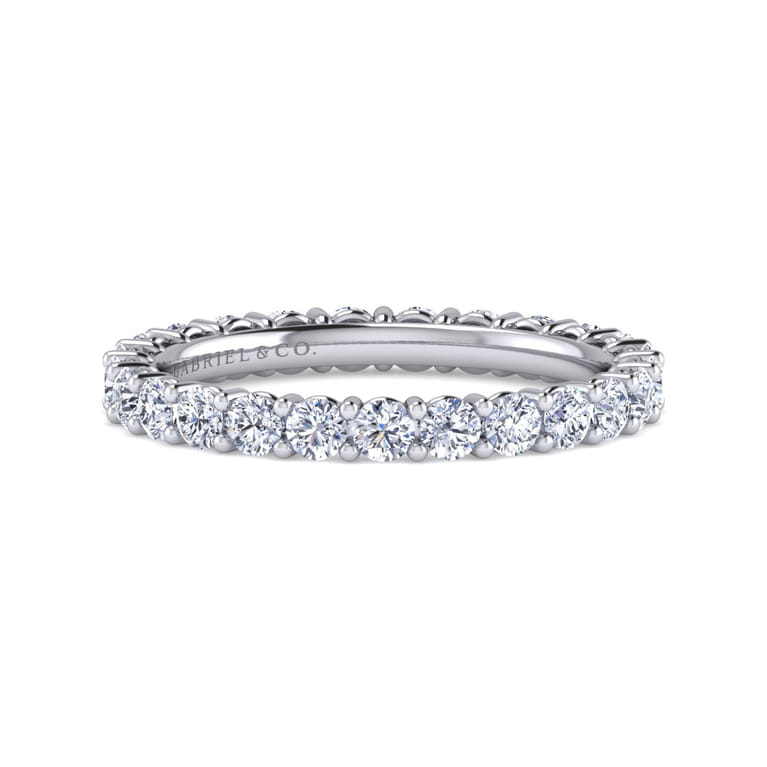 Eternity Band Wedding Ring in 14k White Gold with Round Natural Diamond at Gabriel & Co. - Shot 1