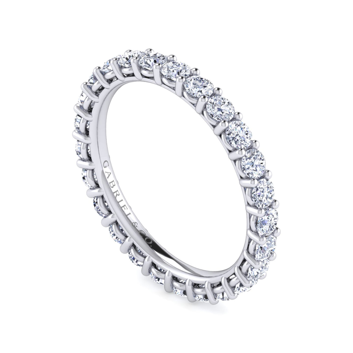 Eternity Band Wedding Ring in 14k White Gold with Round Natural Diamond at Gabriel & Co. - Shot 3