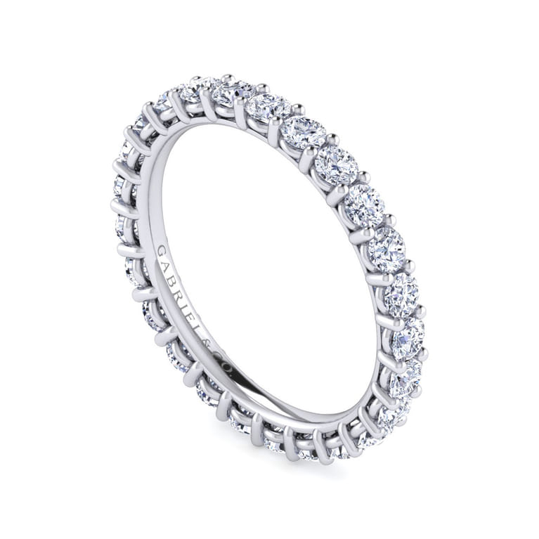 Eternity Band Wedding Ring in 14k White Gold with Round Natural Diamond at Gabriel & Co. - Shot 3