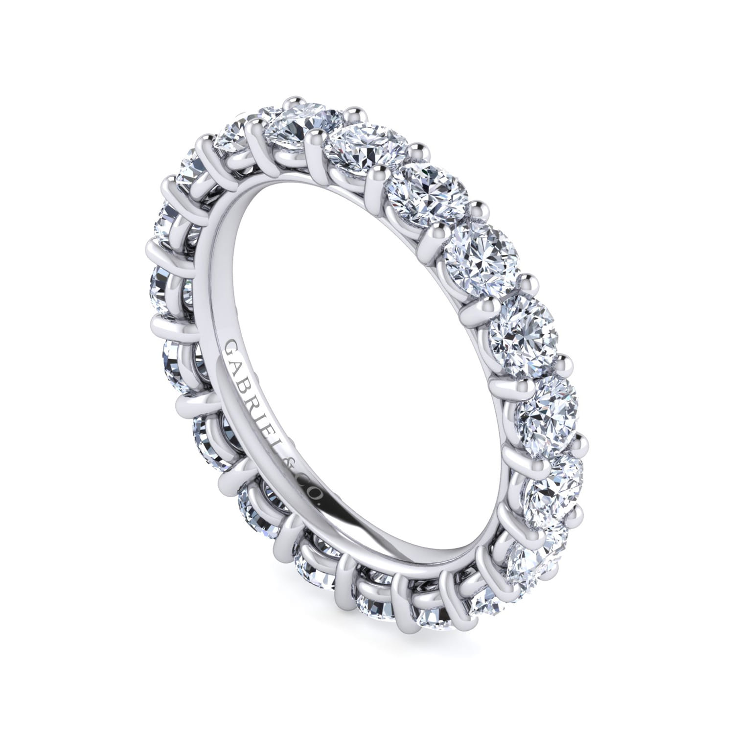 Eternity Band Wedding Ring in 14k White Gold with Round Natural Diamond at Gabriel & Co. - Shot 3