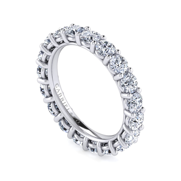 Eternity Band Wedding Ring in 14k White Gold with Round Natural Diamond at Gabriel & Co. - Shot 3