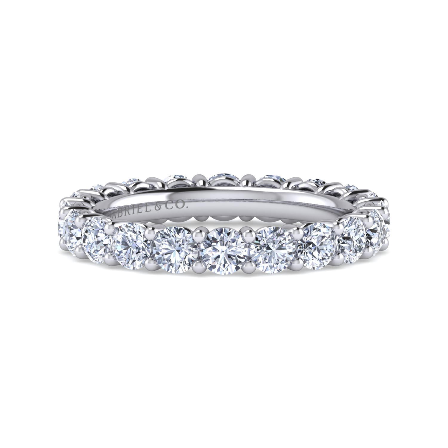 Eternity Band Wedding Ring in 14k White Gold with Round Natural Diamond at Gabriel & Co. - Shot 1