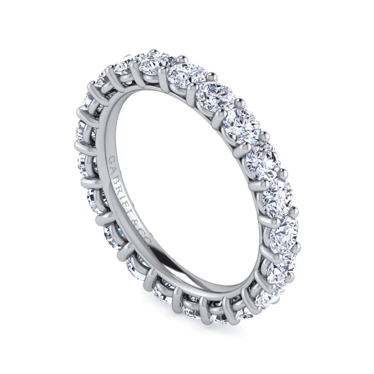 Eternity Band Wedding Ring in 14k White Gold with Round Natural Diamond at Gabriel & Co. - Shot 3