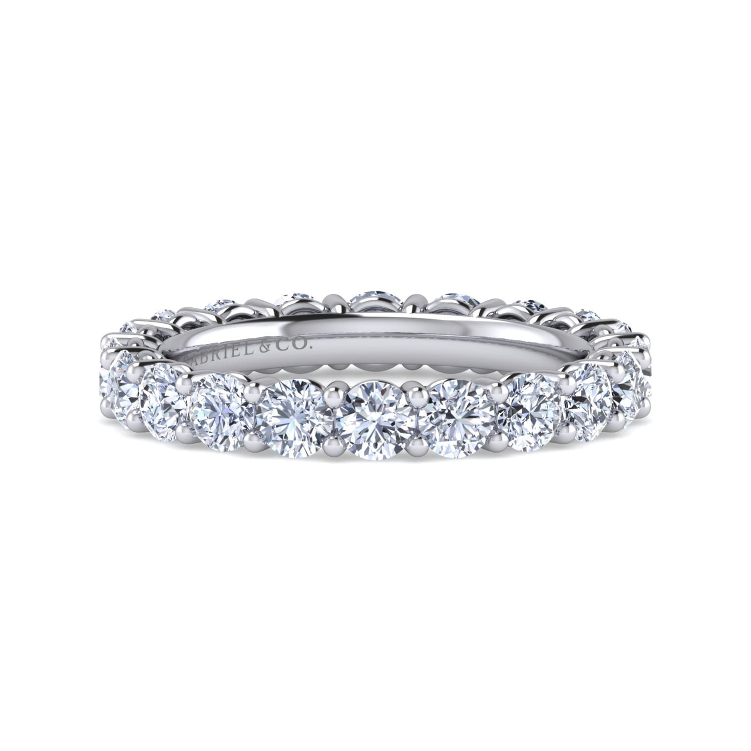 Eternity Band Wedding Ring in 14k White Gold with Round Natural Diamond at Gabriel & Co. - Shot 1