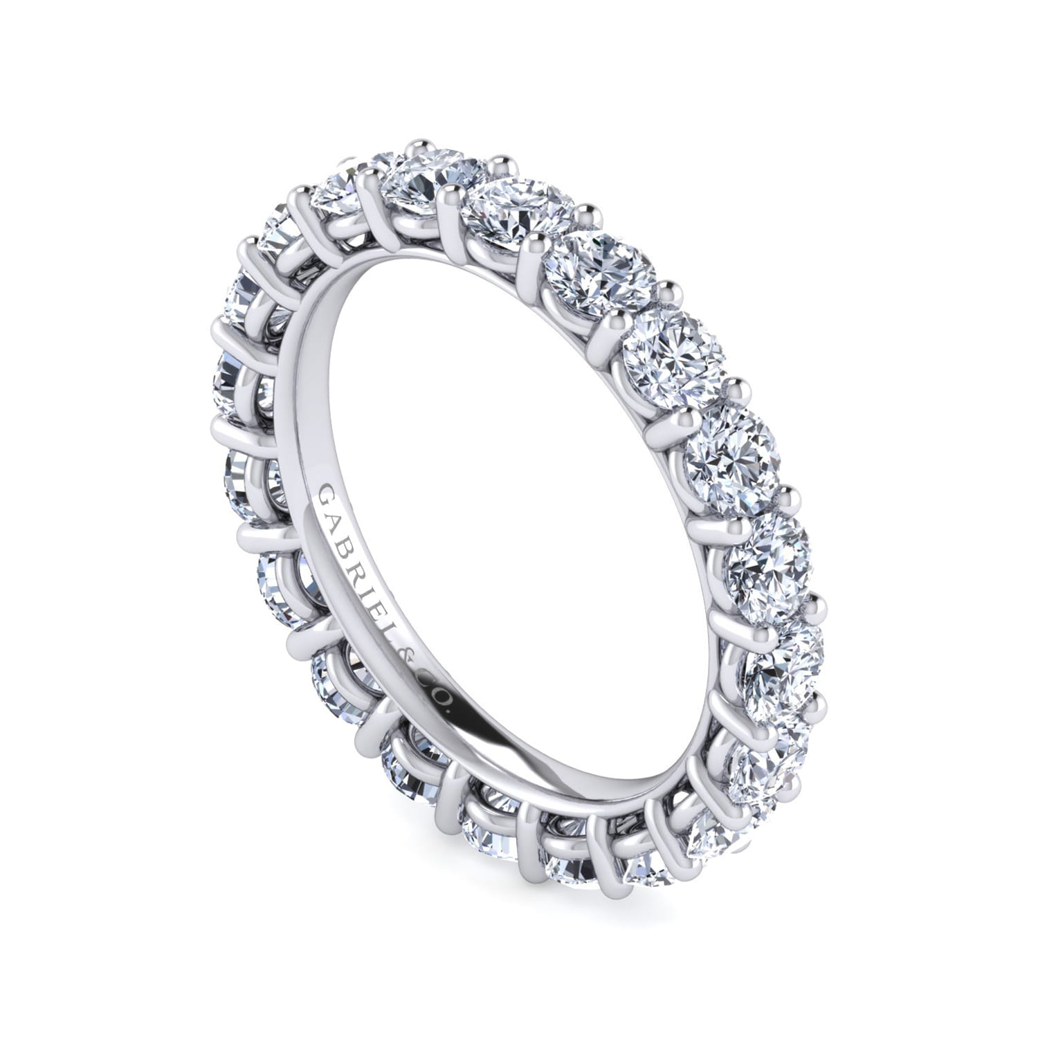 Eternity Band Wedding Ring in 14k White Gold with Round Natural Diamond at Gabriel & Co. - Shot 3
