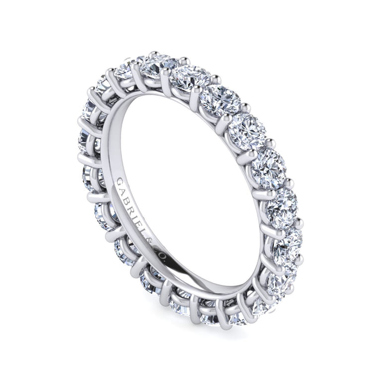 Eternity Band Wedding Ring in 14k White Gold with Round Natural Diamond at Gabriel & Co. - Shot 3