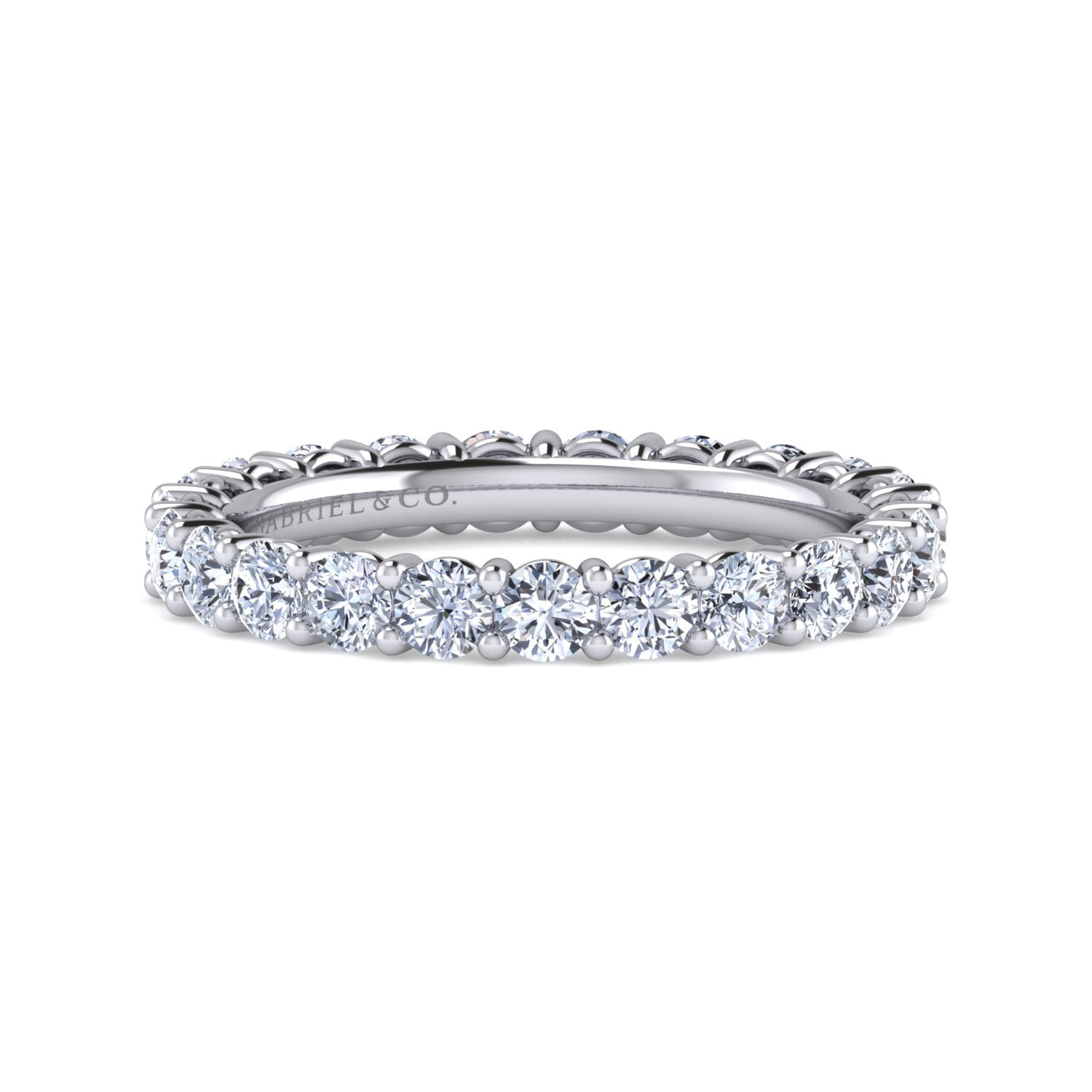 Eternity Band Wedding Ring in 14k White Gold with Round Natural Diamond at Gabriel & Co. - Shot 1