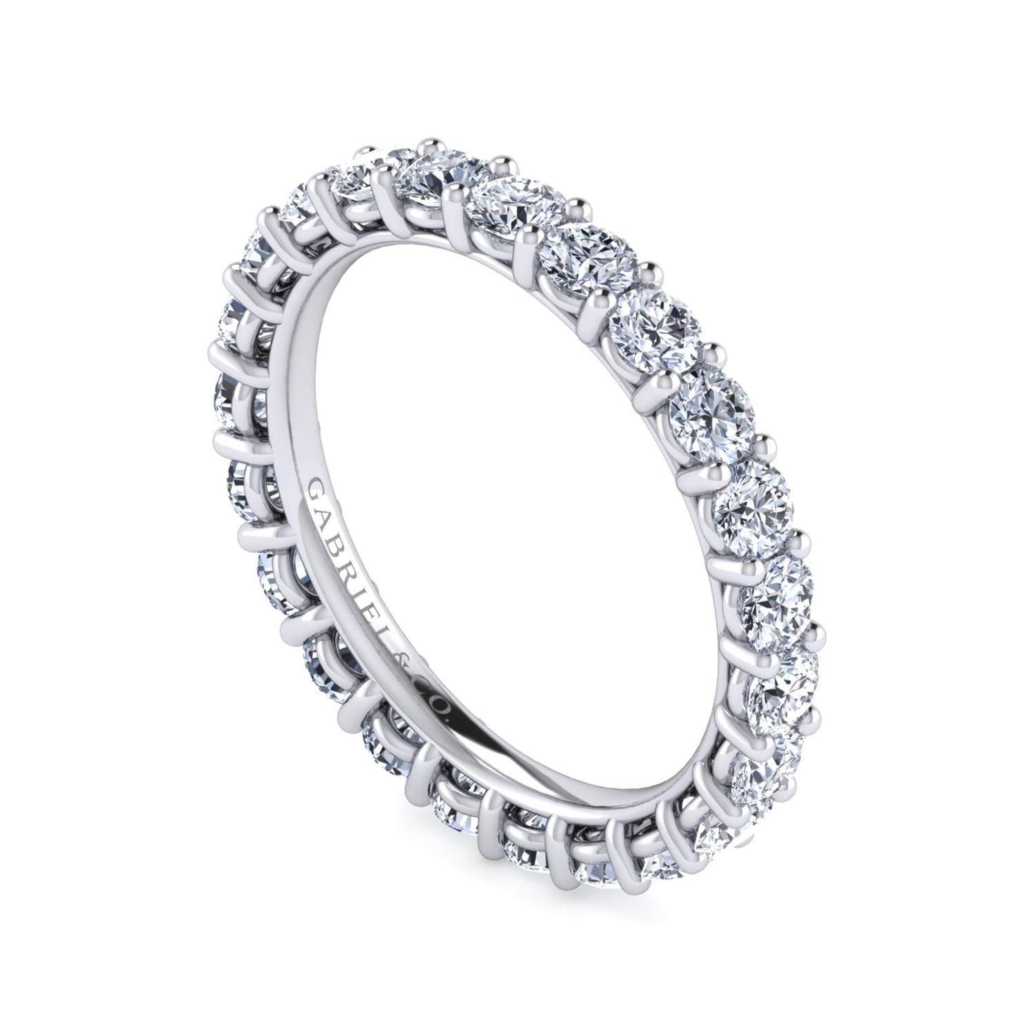 Eternity Band Wedding Ring in 14k White Gold with Round Natural Diamond at Gabriel & Co. - Shot 3
