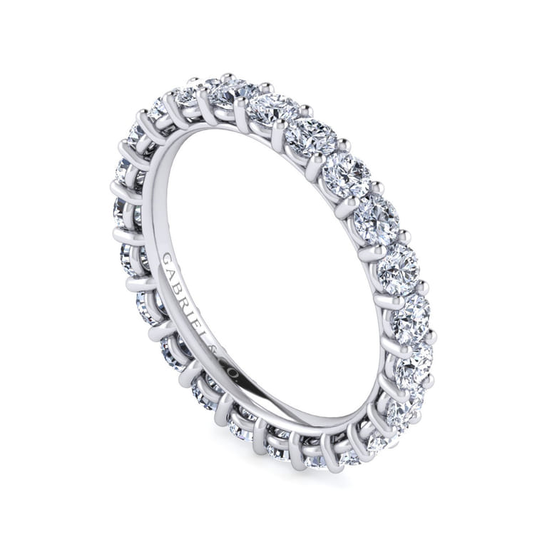 Eternity Band Wedding Ring in 14k White Gold with Round Natural Diamond at Gabriel & Co. - Shot 3