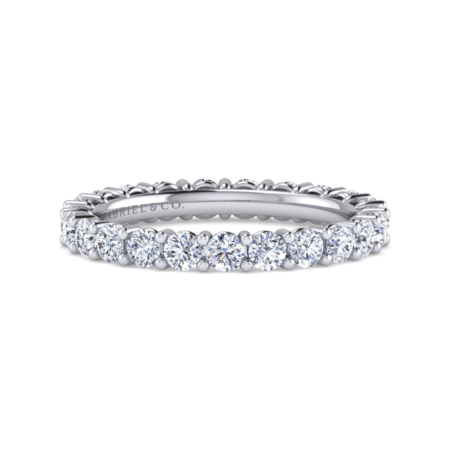 Eternity Band Wedding Ring in 14k White Gold with Round Natural Diamond at Gabriel & Co. - Shot 1