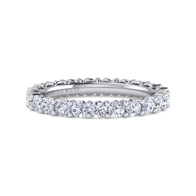 Eternity Band Wedding Ring in 14k White Gold with Round Natural Diamond at Gabriel & Co. - Shot 1