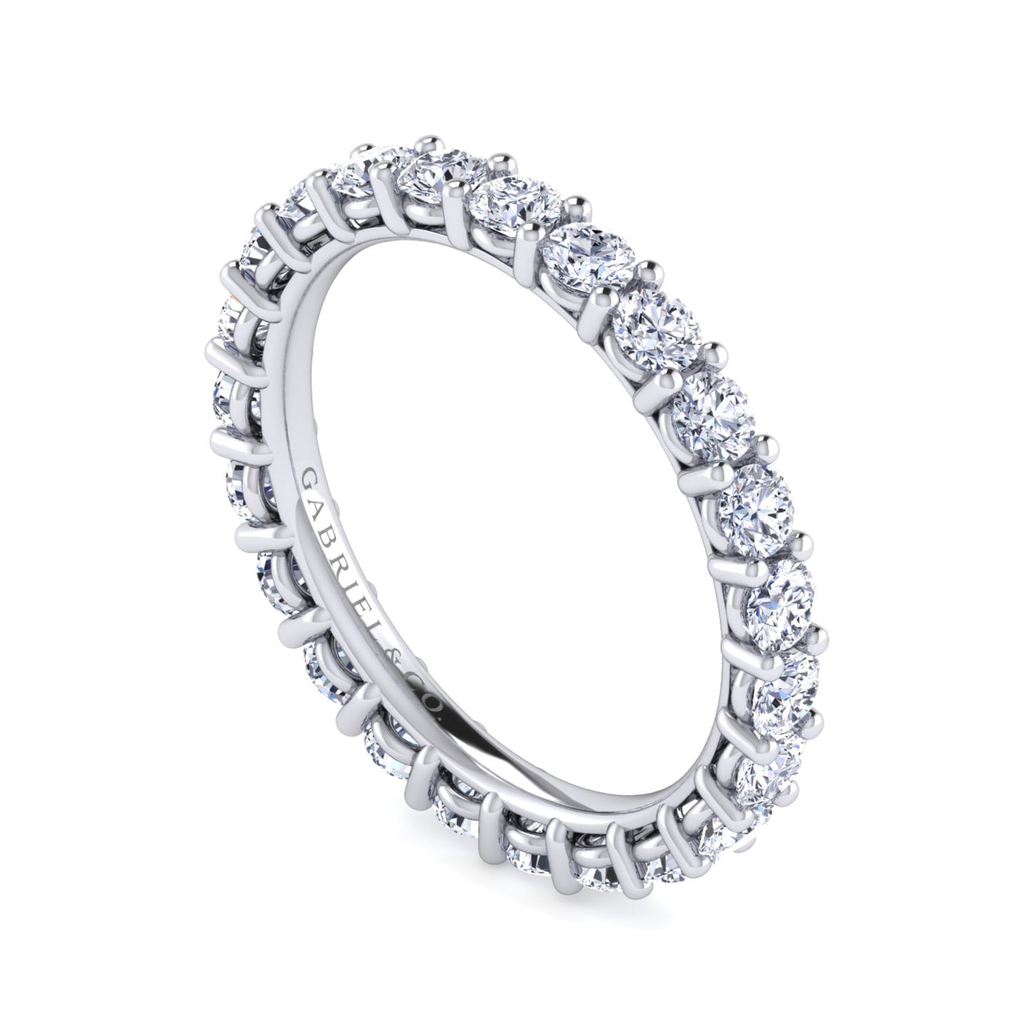 Eternity Band Wedding Ring in 14k White Gold with Round Natural Diamond at Gabriel & Co. - Shot 3