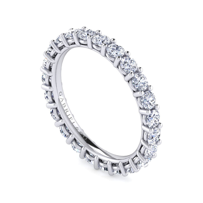 Eternity Band Wedding Ring in 14k White Gold with Round Natural Diamond at Gabriel & Co. - Shot 3
