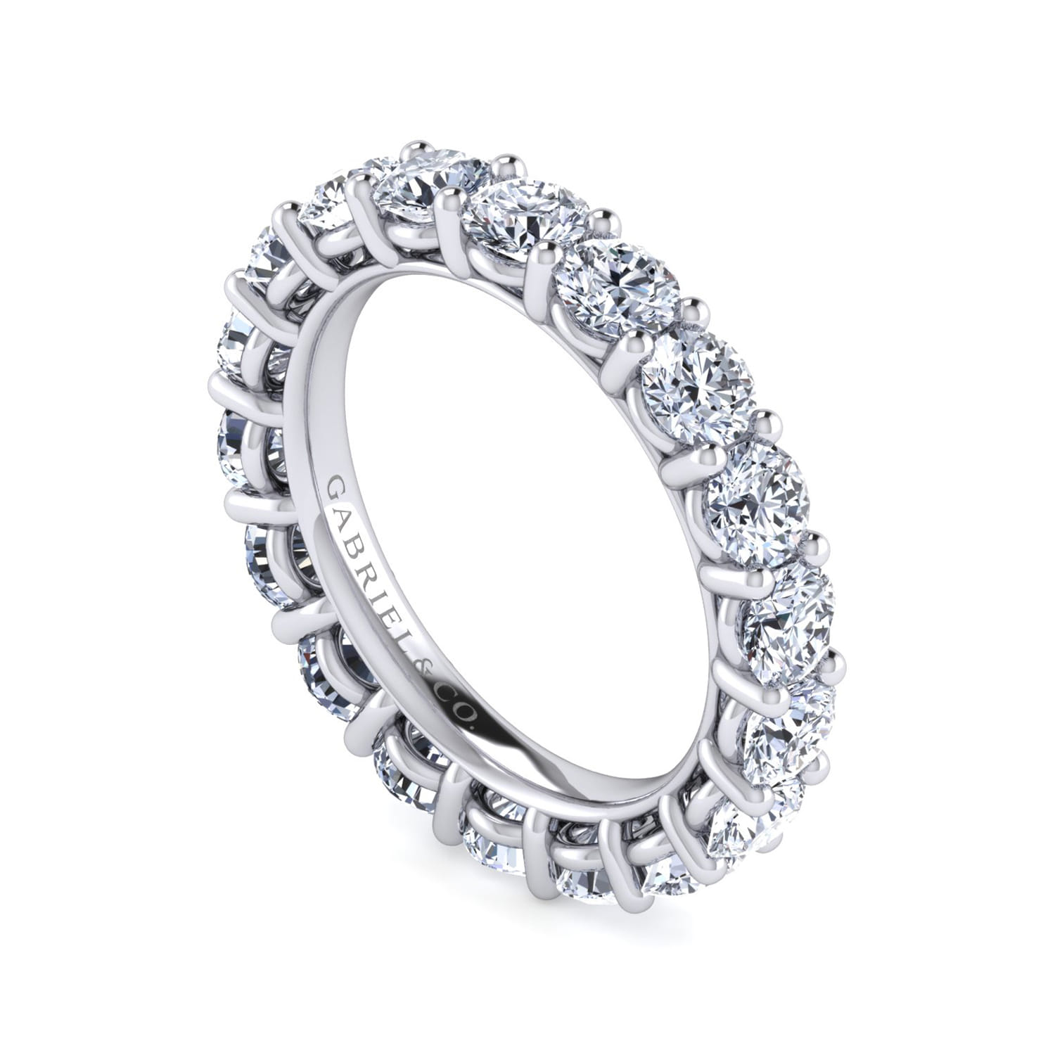Eternity Band Wedding Ring in 14k White Gold with  Natural Diamond at Gabriel & Co. - Shot 3