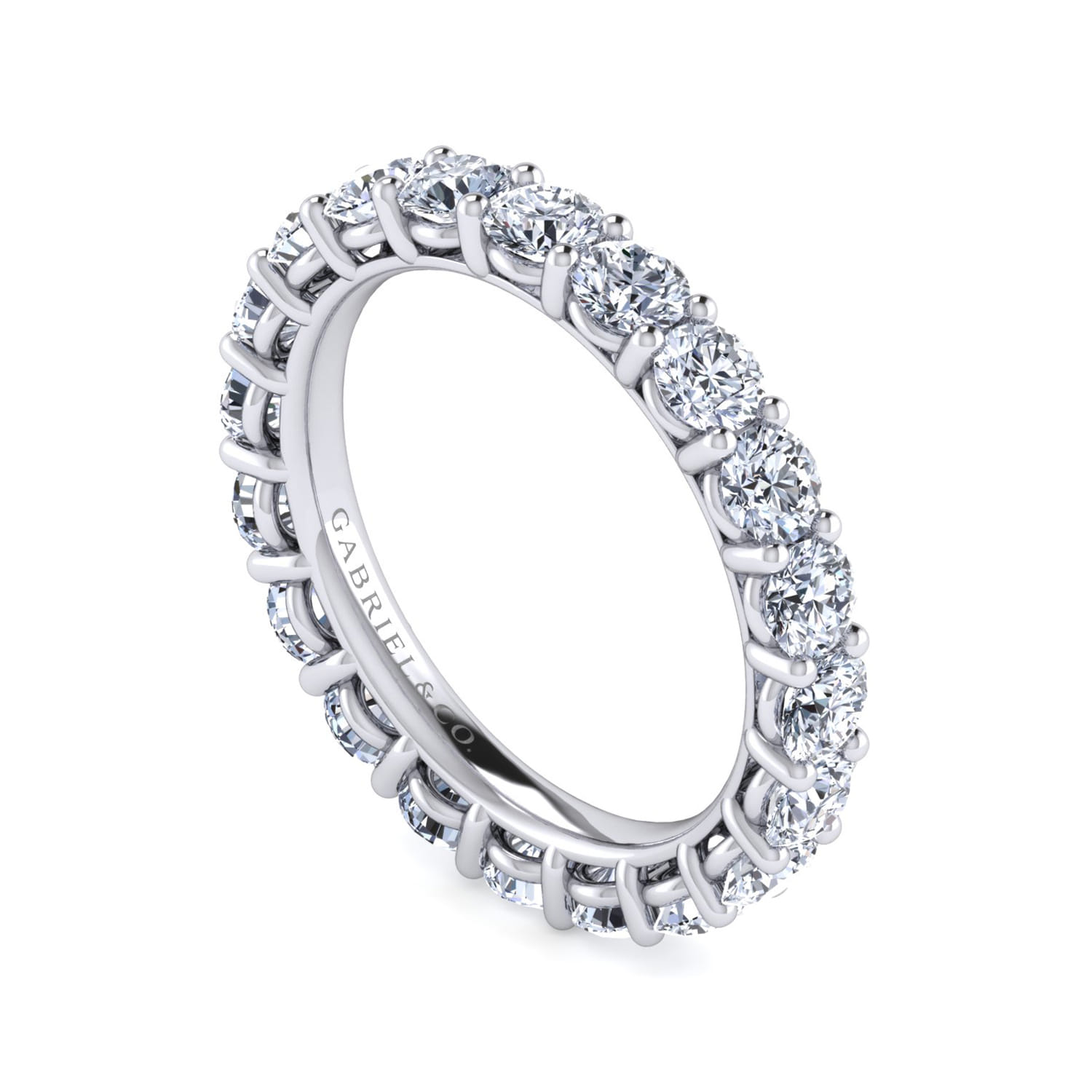 Eternity Band Wedding Ring in 14k White Gold with  Natural Diamond at Gabriel & Co. - Shot 3
