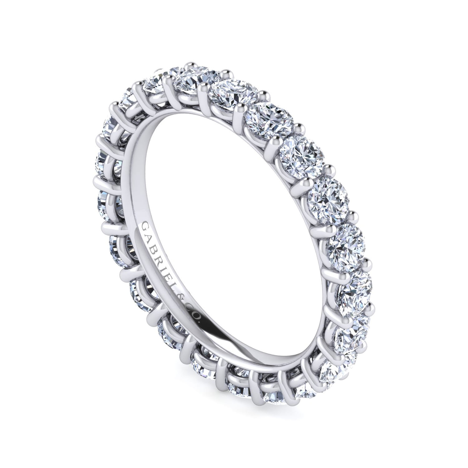 Eternity Band Wedding Ring in 14k White Gold with  Natural Diamond at Gabriel & Co. - Shot 3