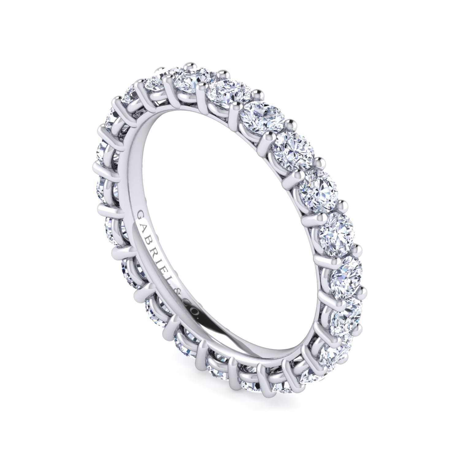 Eternity Band Wedding Ring in 14k White Gold with  Natural Diamond at Gabriel & Co. - Shot 3