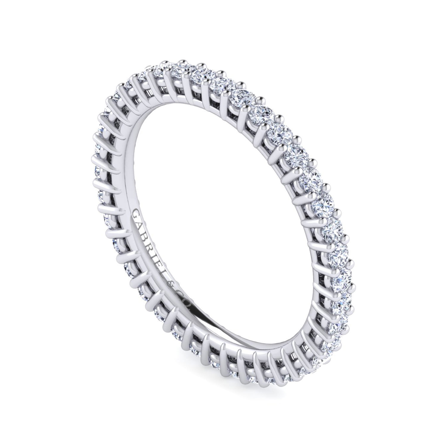 Eternity Band Wedding Ring in 14k White Gold with Round Natural Diamond at Gabriel & Co. - Shot 3