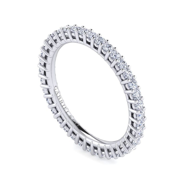 Eternity Band Wedding Ring in 14k White Gold with Round Natural Diamond at Gabriel & Co. - Shot 3