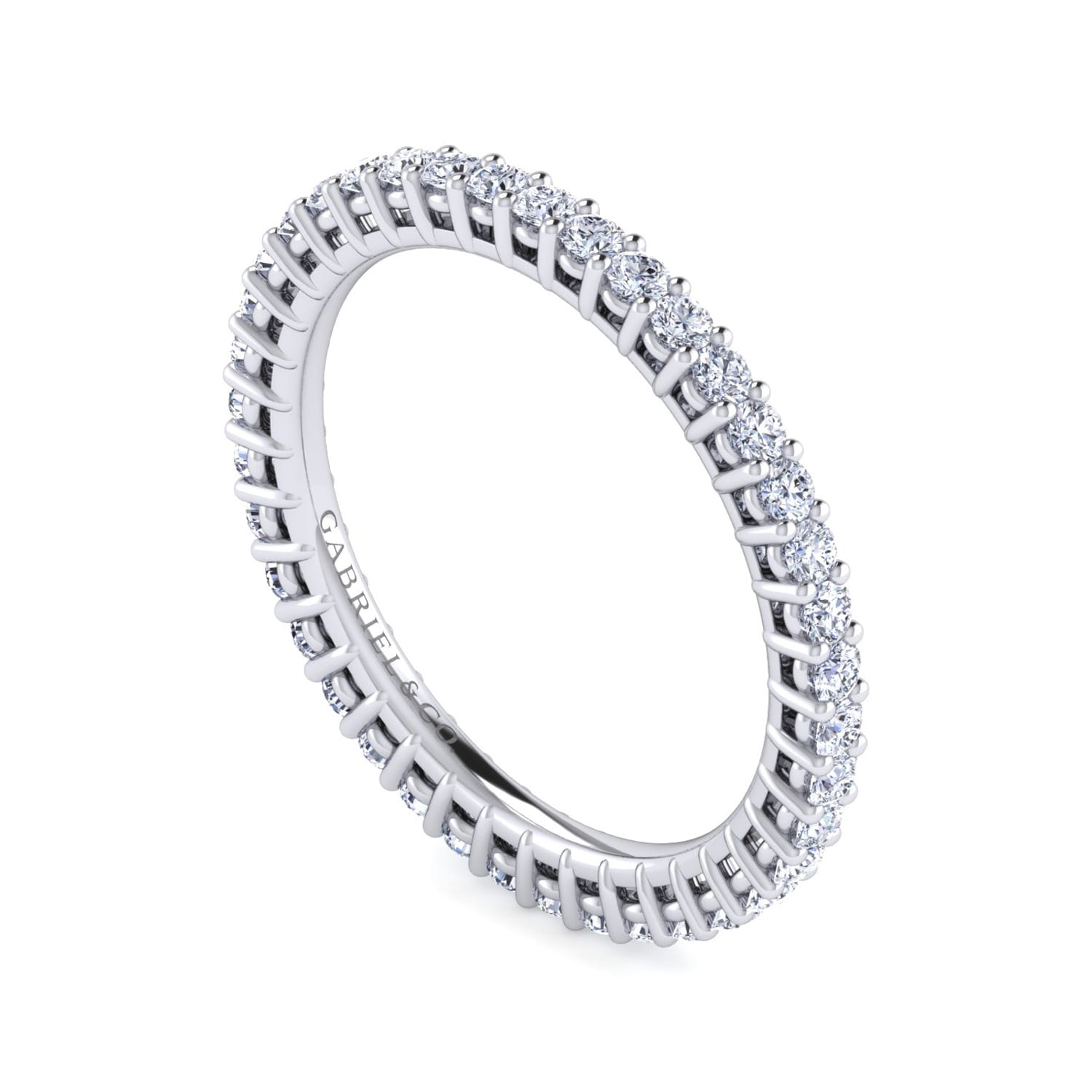 Eternity Band Wedding Ring in 14k White Gold with Round Natural Diamond at Gabriel & Co. - Shot 3