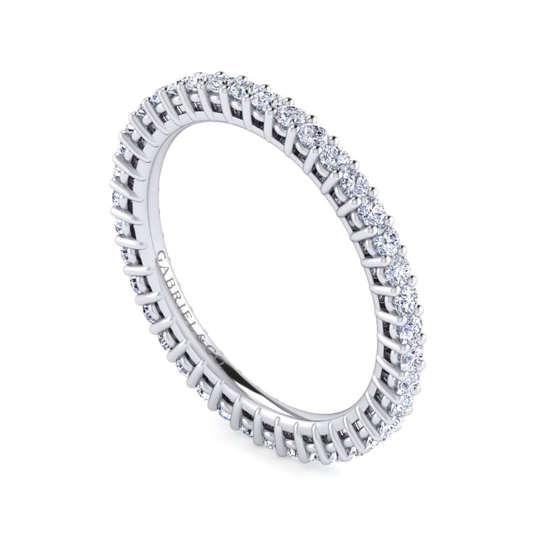 Eternity Band Wedding Ring in 14k White Gold with Round Natural Diamond at Gabriel & Co. - Shot 3