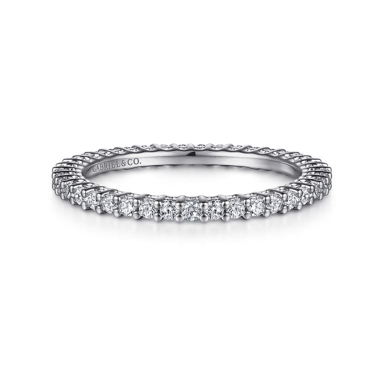 Eternity Band Wedding Ring in 14k White Gold with Round Natural Diamond at Gabriel & Co. - Shot 1