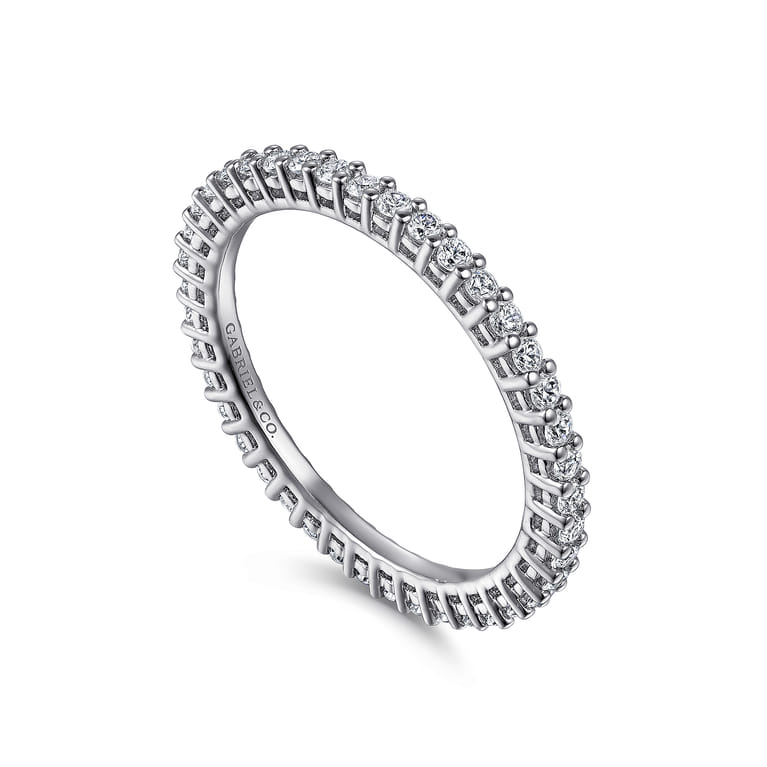 Eternity Band Wedding Ring in 14k White Gold with Round Natural Diamond at Gabriel & Co. - Shot 3