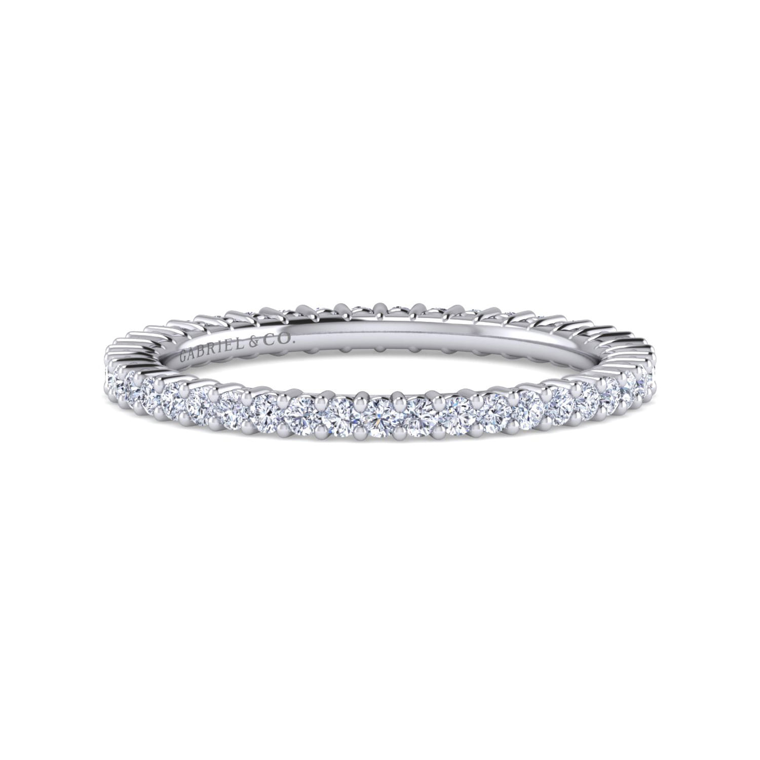 Eternity Band Wedding Ring in 14k White Gold with Round Natural Diamond at Gabriel & Co. - Shot 1