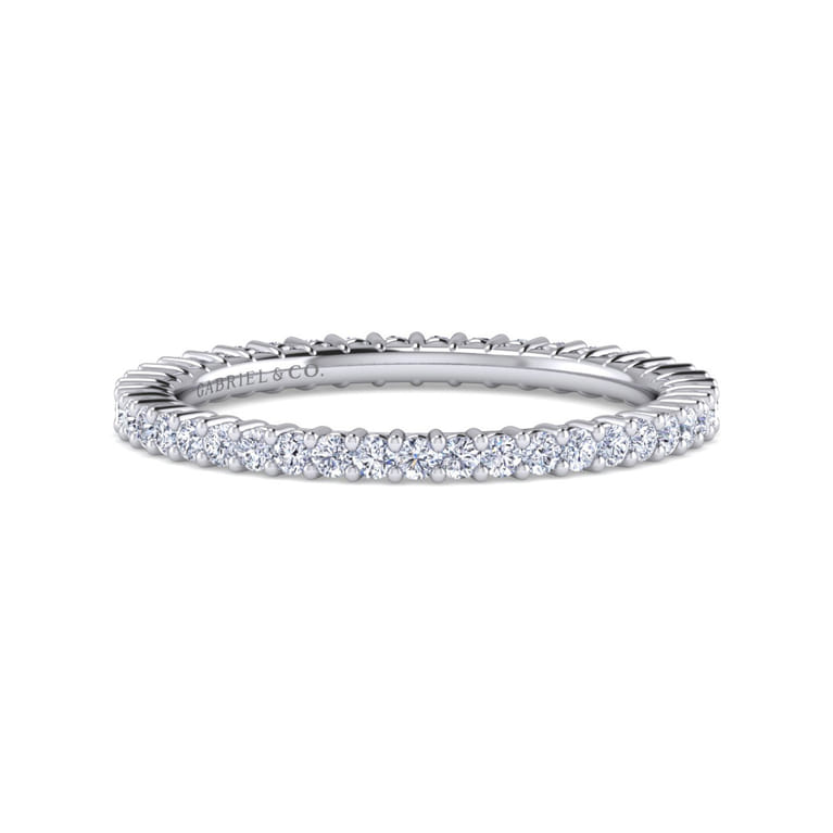 Eternity Band Wedding Ring in 14k White Gold with Round Natural Diamond at Gabriel & Co. - Shot 1