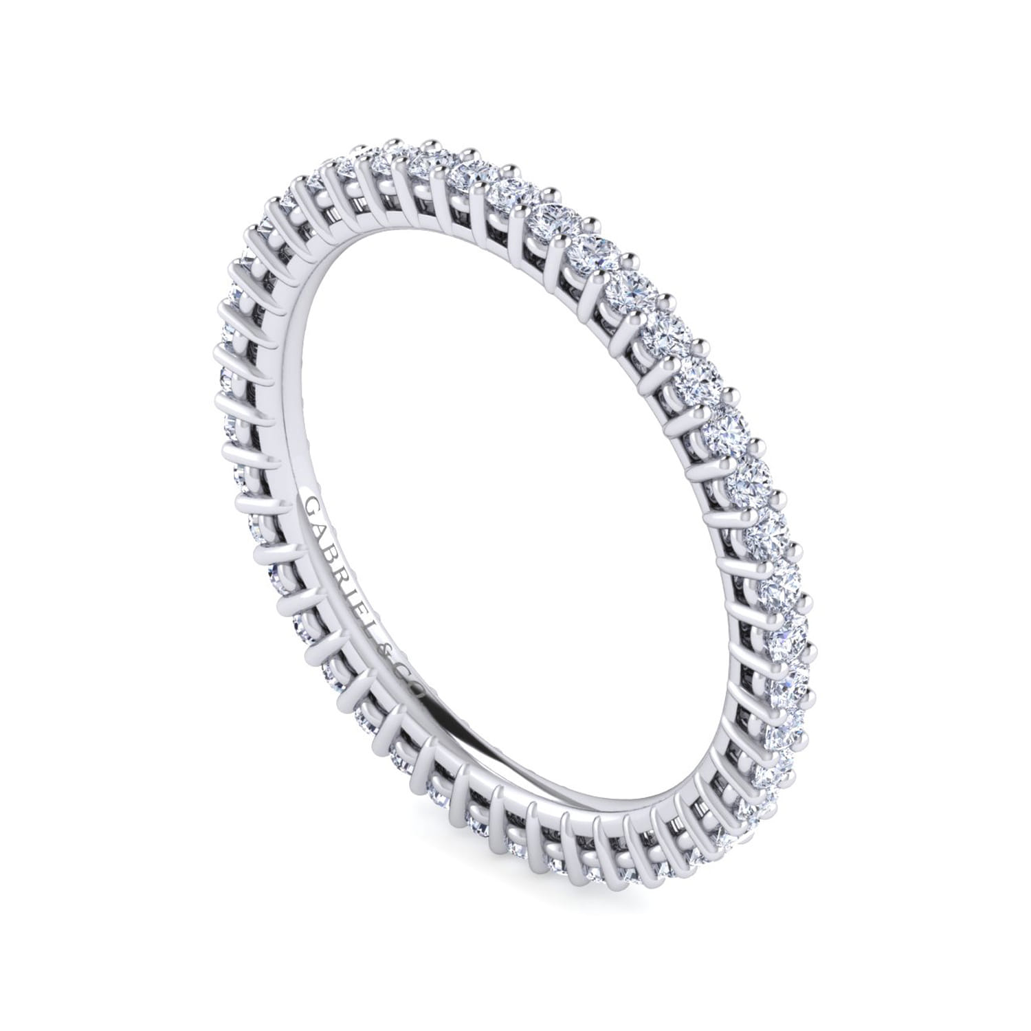 Eternity Band Wedding Ring in 14k White Gold with Round Natural Diamond at Gabriel & Co. - Shot 3