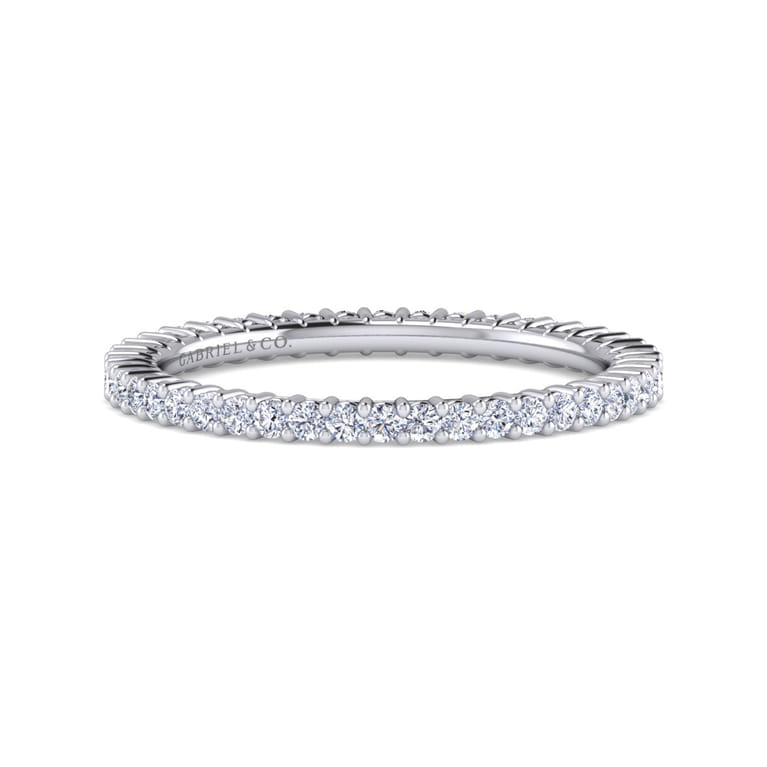 Eternity Band Wedding Ring in 14k White Gold with Round Natural Diamond at Gabriel & Co. - Shot 1