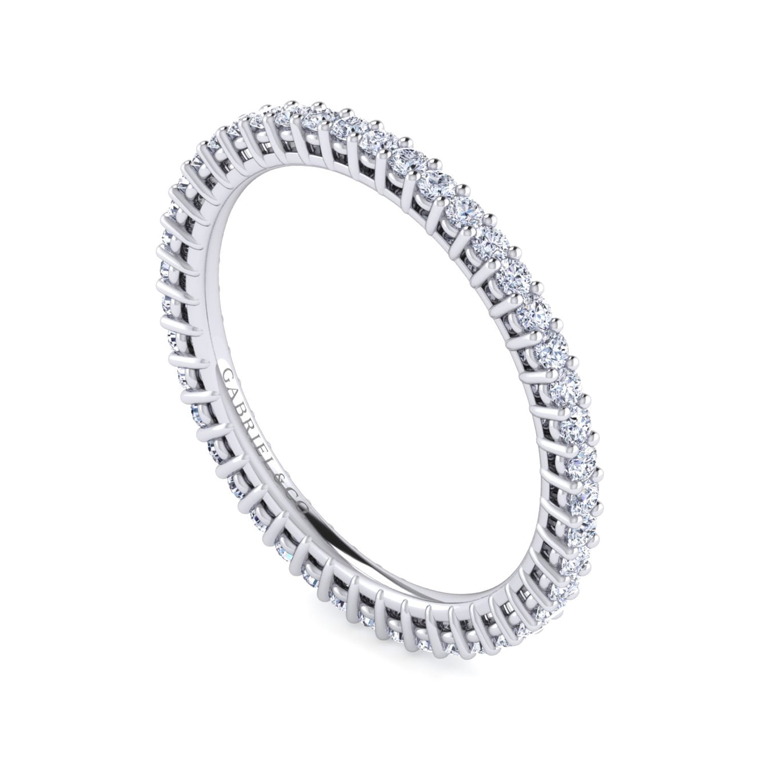 Eternity Band Wedding Ring in 14k White Gold with Round Natural Diamond at Gabriel & Co. - Shot 3