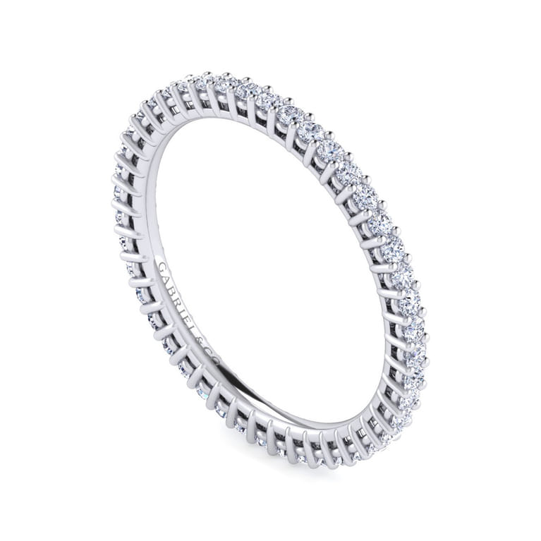 Eternity Band Wedding Ring in 14k White Gold with Round Natural Diamond at Gabriel & Co. - Shot 3
