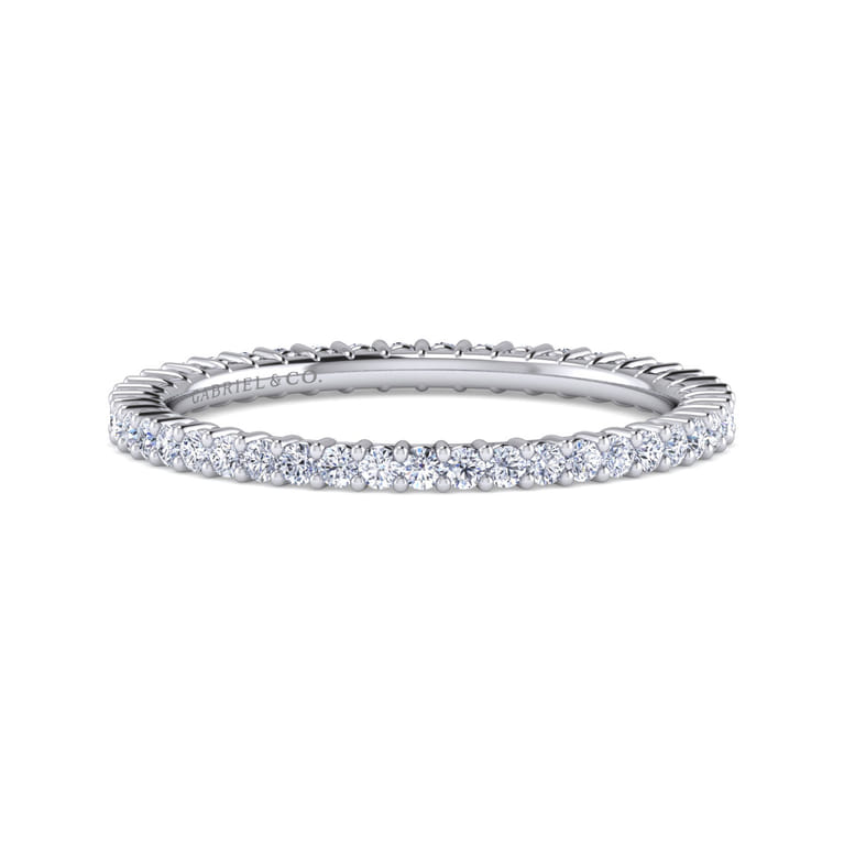 Eternity Band Wedding Ring in 14k White Gold with Round Natural Diamond at Gabriel & Co. - Shot 1