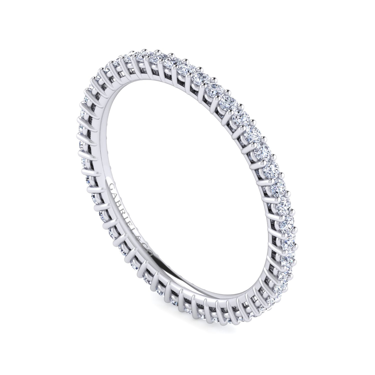 Eternity Band Wedding Ring in 14k White Gold with Round Natural Diamond at Gabriel & Co. - Shot 3