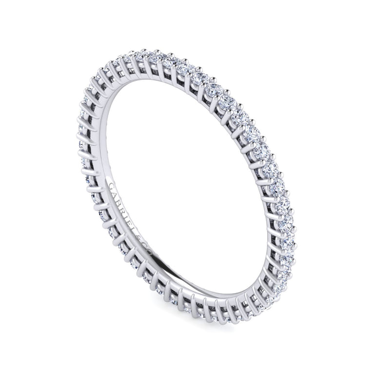 Eternity Band Wedding Ring in 14k White Gold with Round Natural Diamond at Gabriel & Co. - Shot 3